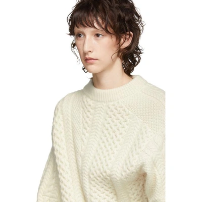 Shop Stella Mccartney White Cable Knit Sweater In 9240 Candle