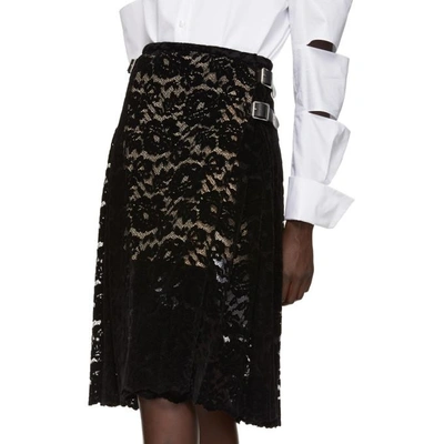 Shop Christopher Kane Black Flock Lace Kilt Skirt In 1000 Black