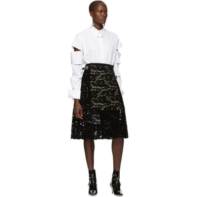 Shop Christopher Kane Black Flock Lace Kilt Skirt In 1000 Black