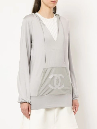 Pre-owned Chanel Vintage 古着logo宽松连帽衫 - 灰色 In Grey