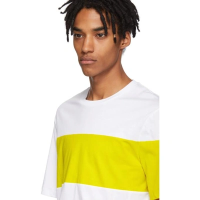 Shop Helmut Lang White And Yellow Logo Band T-shirt In Xc8whtglow