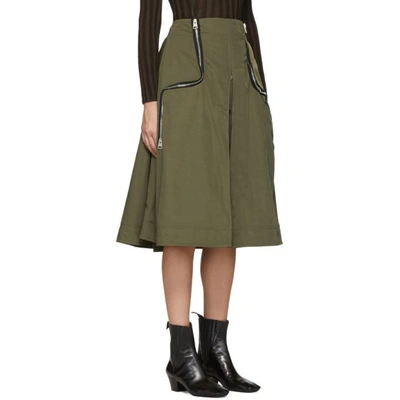 Shop Jw Anderson Green Two-way Zipper Skirt In 597 Safari