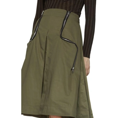 Shop Jw Anderson Green Two-way Zipper Skirt In 597 Safari