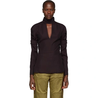 Shop Chloé Chloe Black Silk Crepe Keyhole Blouse In 27v Carbonb