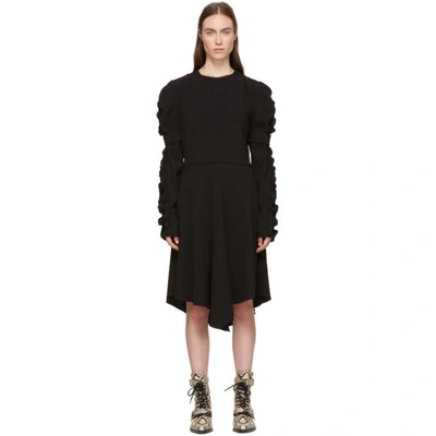 Shop Chloé Chloe Black Crepe Ruched Sleeve Dress In 001 Black