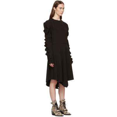 Shop Chloé Chloe Black Crepe Ruched Sleeve Dress In 001 Black