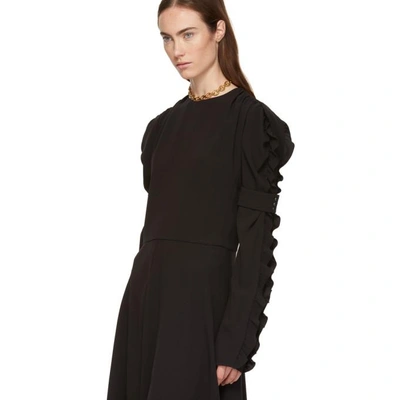 Shop Chloé Chloe Black Crepe Ruched Sleeve Dress In 001 Black