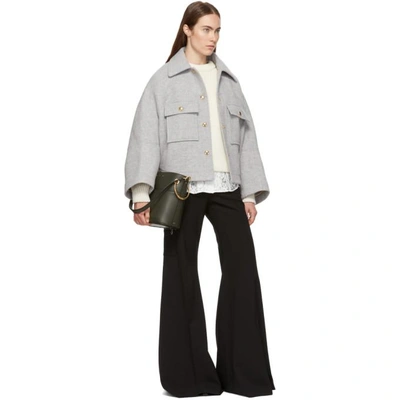 Shop Chloé Black Wool Bellbottom Trousers