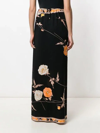 Pre-owned A.n.g.e.l.o. Vintage Cult Floral-print Wrap Maxi Skirt In Black