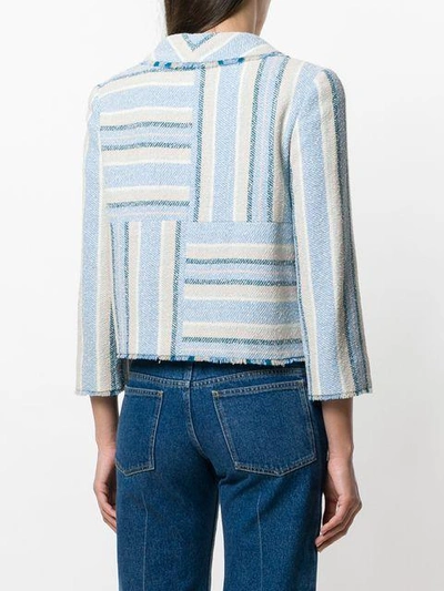 Pre-owned Chanel Vintage Striped Patch Jacket - Blue