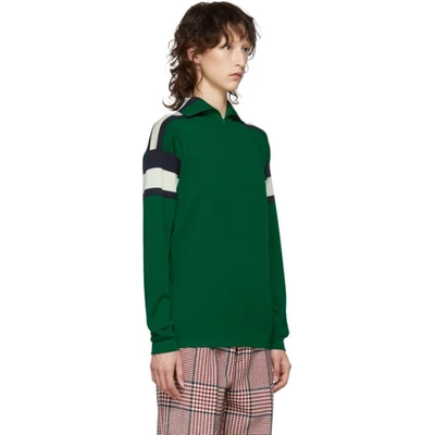 Shop Gucci Green Striped Zip Sweater In 3323 Green