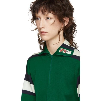 Shop Gucci Green Striped Zip Sweater In 3323 Green