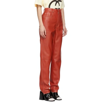 Shop Gucci Orange Leather Trousers In 7715 Pumpki