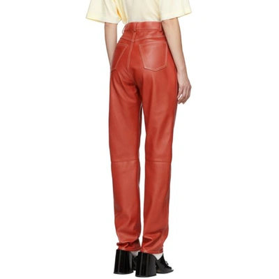Shop Gucci Orange Leather Trousers In 7715 Pumpki