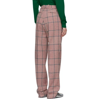 Shop Gucci White And Red Straight Plaid Trousers In 9488 Garden