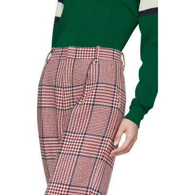 Shop Gucci White And Red Straight Plaid Trousers In 9488 Garden