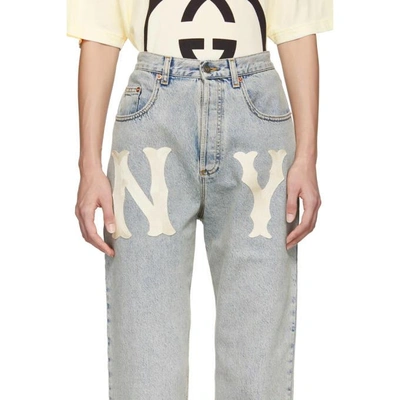 Shop Gucci Blue Ny Yankees Edition 80's Jeans
