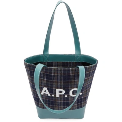 Shop Apc A.p.c. Blue Check Axelle Tote