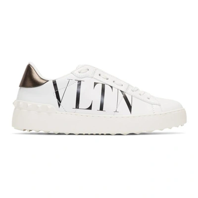 Shop Valentino White And Black  Garavani Vltn Open Sneakers In A01 Bl/wh