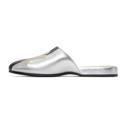 Shop Gucci Silver Ny Yankees Edition Patch Mules In 6463 Argent