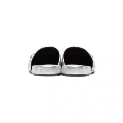 Shop Gucci Silver Ny Yankees Edition Patch Mules In 6463 Argent