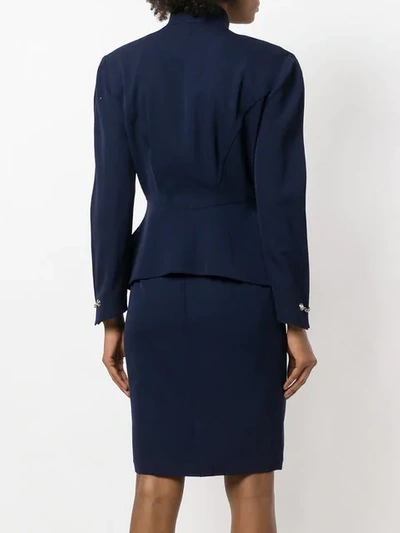 Shop Mugler Thierry  Vintage Jacket And Skirt Suit - Blue