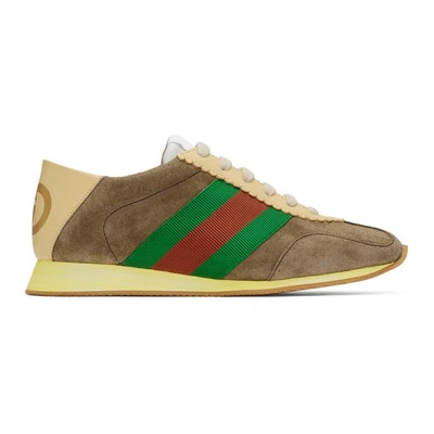 Shop Gucci Brown Suede Sneakers In 2866 Brown