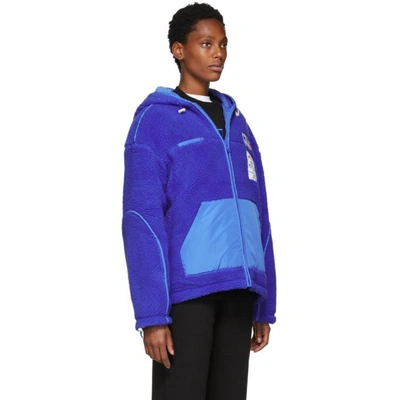 Shop Ader Error Reversible Blue Fleece Hoodie Jacket