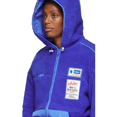Shop Ader Error Reversible Blue Fleece Hoodie Jacket