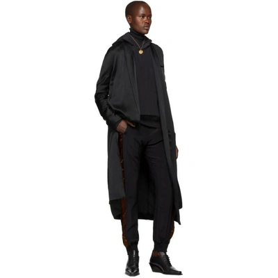 Shop Haider Ackermann Black Silk Hoodie In Blk/rust