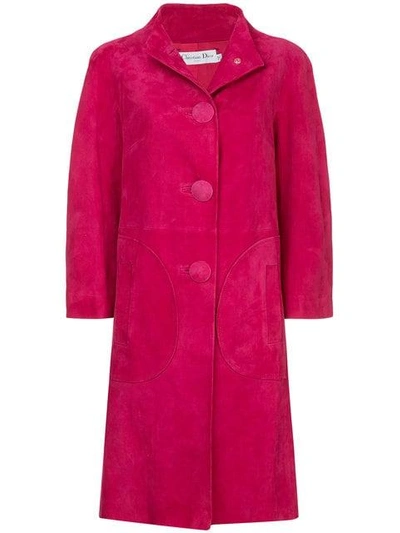 Pre-owned Dior  Nubuck Single-breasted Coat In Pink