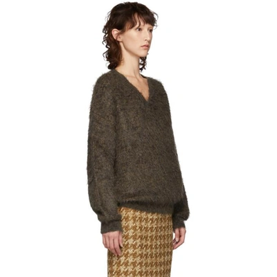 Shop Miu Miu Brown Mohair V-neck Sweater In F0005 Tabac