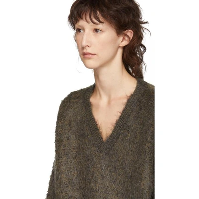 Shop Miu Miu Brown Mohair V-neck Sweater In F0005 Tabac