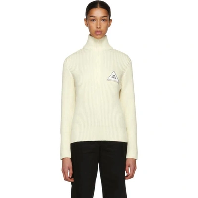Shop Gosha Rubchinskiy White Zip Collar Knit Sweater In 3 White