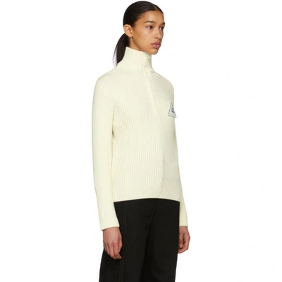 Shop Gosha Rubchinskiy White Zip Collar Knit Sweater In 3 White