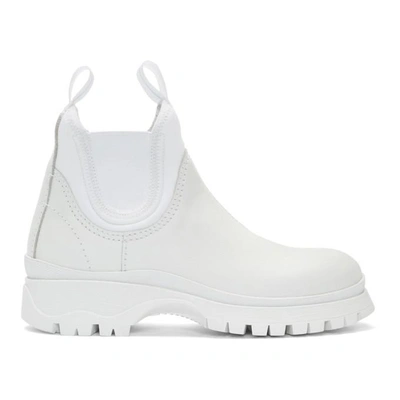 Shop Prada White Neoprene Insert Chelsea Boots