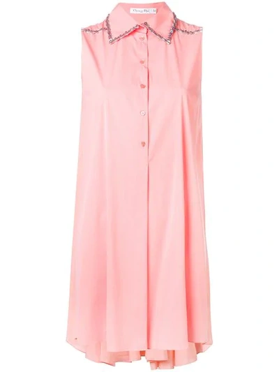 Shop Dior Christian  Vintage Embellished Shirt Dress - Pink