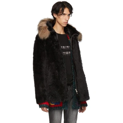 Shop Saint Laurent Black Faux-fur Jacket