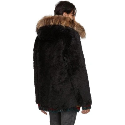 Shop Saint Laurent Black Faux-fur Jacket