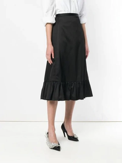 Pre-owned Saint Laurent Ruched Hem Skirt In Black