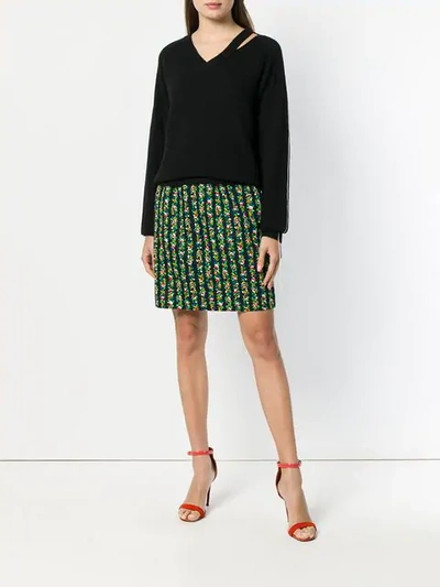 Pre-owned Saint Laurent Floral Print Skirt In Black