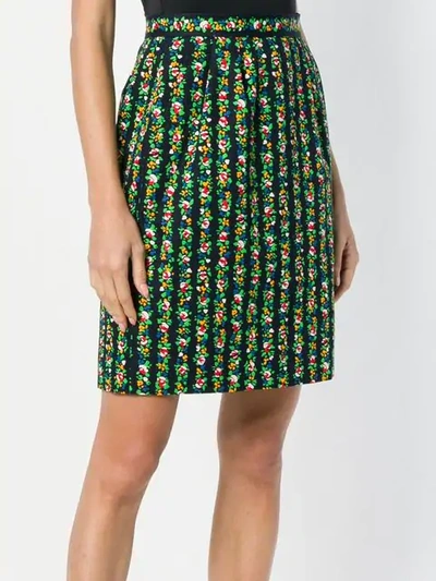 Pre-owned Saint Laurent Floral Print Skirt In Black