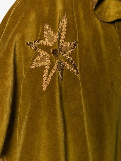 Pre-owned Versace 1970s Embroidered Lace-up Cape In Green