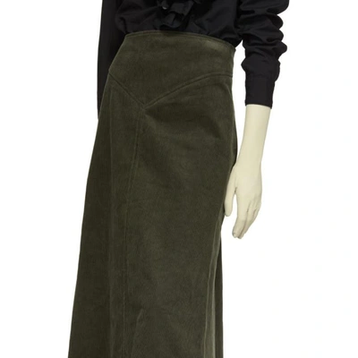 Shop A.w.a.k.e. Mode Green Flare Skirt In Huntergreen