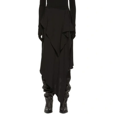 Shop A.w.a.k.e. Black Wool Asymmetric Draped Skirt