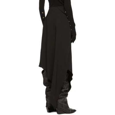 A.W.A.K.E. 黑色羊毛不对称垂褶半身裙