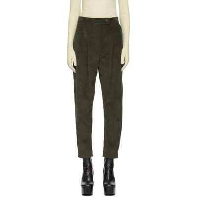 Shop A.w.a.k.e. Mode Green Tapered Double Pleat Trousers In Hungergreen