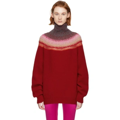 Shop Bless Red Passenpulli Turtleneck In Red/red Mix