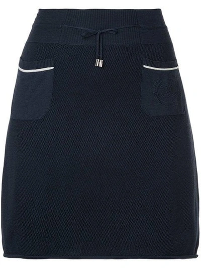 Pre-owned Chanel Drawstring A-line Short Skirt In Blue