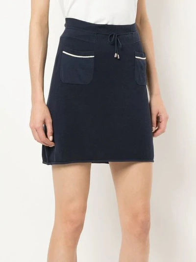 Pre-owned Chanel Drawstring A-line Short Skirt In Blue